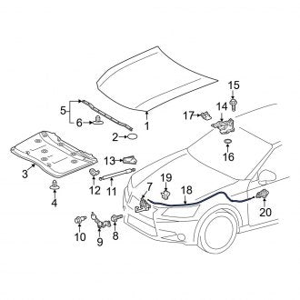 New OEM Front Hood Release Cable Fits, 2013-2020 Lexus GS - Part # 5363030350