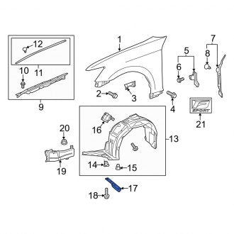 New OEM Front Right Fender Liner Extension Fits, 2016-2020 Lexus GS - Part # 5385224030