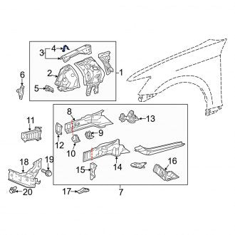 New OEM Rear Fender Rail Bracket Fits, 2013-2020 Lexus GS - Part # 5371730080