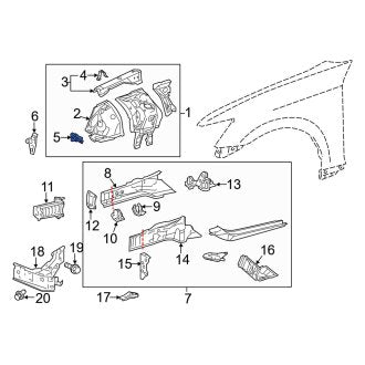 New OEM Right Fender Apron Reinforcement Fits, 2014-2020 Lexus GS - Part # 5325730120