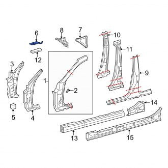 New OEM Right Body A-Pillar Reinforcement Plate Fits, 2006-2011, 2013-2020 Lexus GS - Part # 5571330100