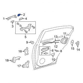 New OEM Rear Right Outer Exterior Door Handle Cover Fits, 2013-2018 Lexus ES - Part # 692270E030E2