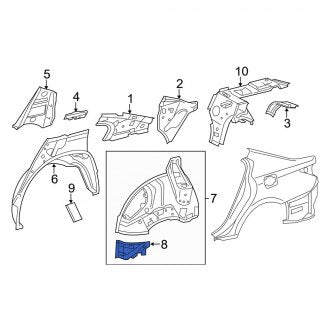 New OEM Rear Right Lower Quarter Panel Extension Fits, 2013-2020 Lexus GS - Part # 6164130060