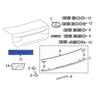 New OEM Rear Deck Lid Emblem Fits, 2015-2020 Lexus GS - Part # 7544630030