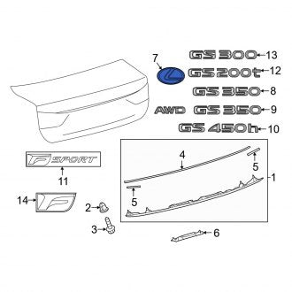 New OEM Rear Deck Lid Emblem Fits, 2013-2020 Lexus GS - Part # 7544230230