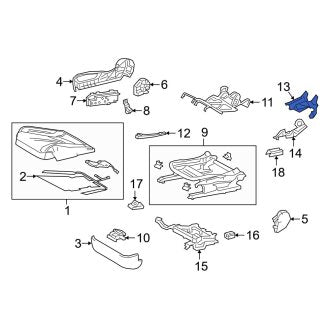 New OEM Front Right Outer Seat Back Recliner Adjustment Mechanism Cover Fits, 2019-2024 Lexus ES - Part # 7187547040C1