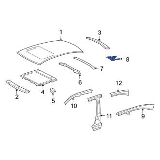 New OEM Roof Panel Reinforcement Bracket Fits, 2009-2012 Lexus LS - Part # 6313850011