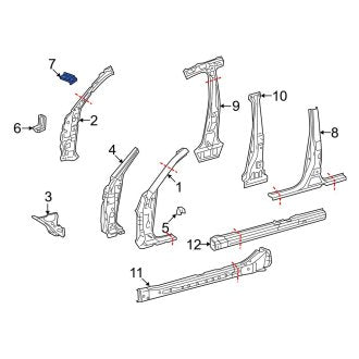 New OEM Right Body A-Pillar Reinforcement Bracket Fits, 2007-2012 Lexus LS - Part # 6117350040