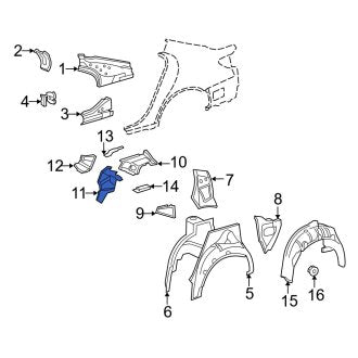 New OEM Right Quarter Panel Reinforcement Fits, 2007-2012 Lexus LS - Part # 6171350020