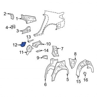 New OEM Rear Right Lower Inner Quarter Panel Extension Fits, 2007-2017 Lexus LS - Part # 6421350030