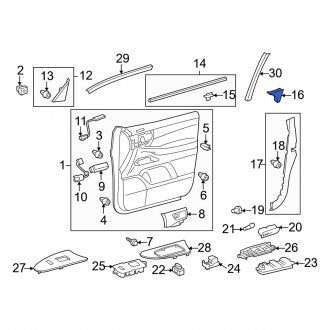 New OEM Genuine Lexus, Left Door Window Belt Weather Strip Cap - Part # 6767460010