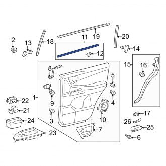 New OEM Rear Left Inner Door Window Belt Weatherstrip Fits, 2008-2011, 2013-2021 Lexus LX - Part # 6817460050