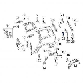 New OEM Left Side Body Panel Reinforcement Fits, 2008-2011, 2013-2021 Lexus LX - Part # 6105660010