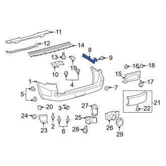 New OEM Rear Right Bumper Cover Support Rail Fits, 2008-2011 Lexus LX - Part # 5215560070