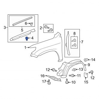 New OEM Fender Clip Fits, 2016-2021 Lexus LX - Part # 7586702010