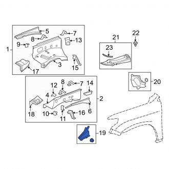 New OEM Front Right Fender Rail Seal Fits, 2008-2011, 2013-2021 Lexus LX - Part # 5378160020