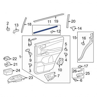 New OEM Rear Right Inner Door Window Belt Weatherstrip Fits, 2008-2011, 2013-2021 Lexus LX - Part # 6817360050