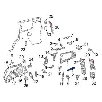 New OEM Right Lower Quarter Panel Bracket Fits, 2008-2011, 2013-2021 Lexus LX - Part # 6175360010