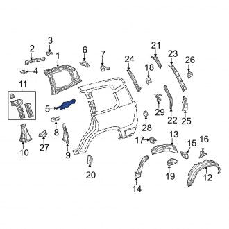 New OEM Left Lower Quarter Panel Bracket Fits, 2008-2011, 2013-2021 Lexus LX - Part # 6175460010