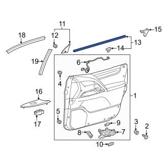 New OEM Front Left Inner Door Window Belt Weatherstrip Fits, 2016-2021 Lexus LX - Part # 6817260060