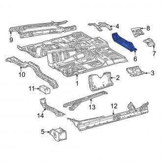 New OEM Front Right Rearward Floor Pan Reinforcement Fits, 2022-2024 Lexus LX - Part # 5813660030