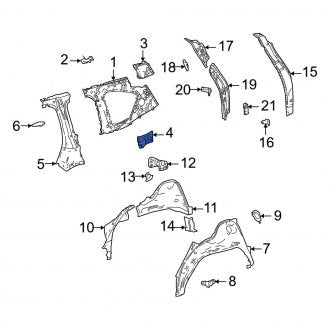 New OEM Rear Left Lower Quarter Panel Reinforcement Fits, 2022-2024 Lexus LX - Part # 6173860030