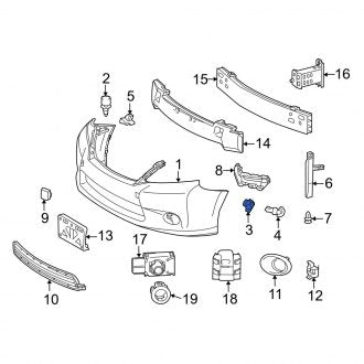 New OEM Bumper Cover Nut Fits, 2013-2018 Lexus ES - Part # 5387906100