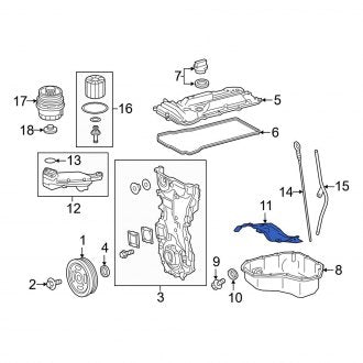 New OEM Engine Oil Pan Baffle Fits, 2013-2018 Lexus ES - Part # 121210V010