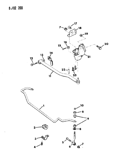 New 1987-1993 Fits Chrysler Grand Cherokee Link-Front Stab Sway Bar - Part # 52003360