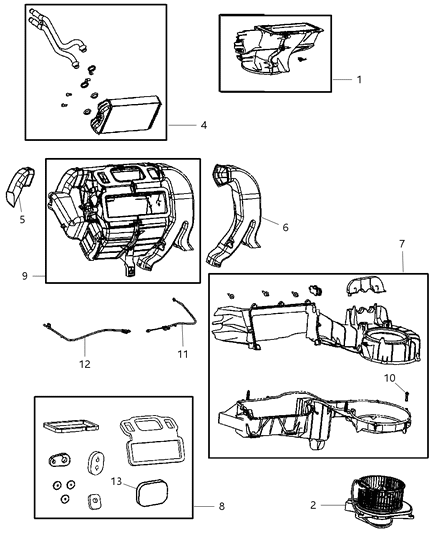 Housing Evaporater And Blower Contains: Upper  Housing, Lower Housing, Studs, And Housing Screws