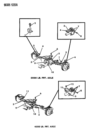 Hose And Tee, Frt. Brake, Use On 4500 Lb. Front Axle