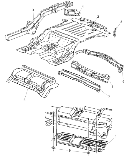 New 2006-2010 Fits Chrysler Grand Cherokee Crossmember-Floor Pan - Part # 55396340AF