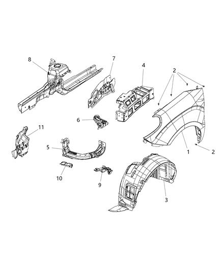 New 2015-2017 Fits Chrysler ProMaster City Rail-Frame Front - Part # 68259338AA