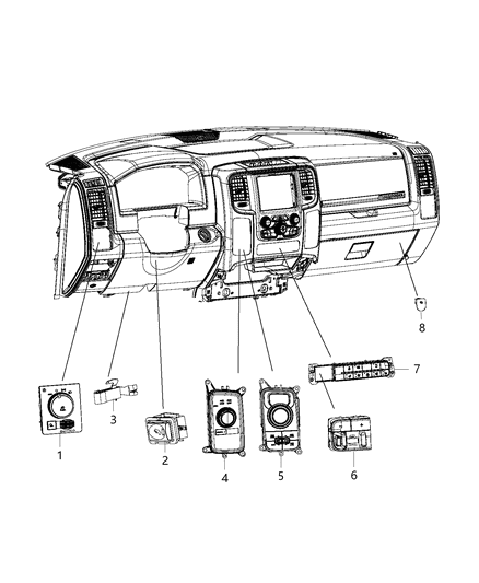 New 2014 Fits Chrysler 1500 Switch-Instrument Panel - Part # 56054517AA