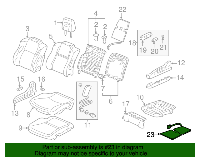 New OEM 1999 Acura TL Driver Front Seat Cushion Heater, Part # 81534-S0K-A61