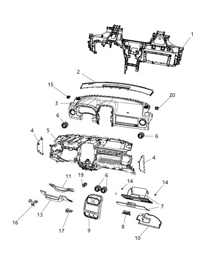 New 2009-2017 Fits Chrysler Patriot Grille-Defroster - Part # 1HM51XDVAE