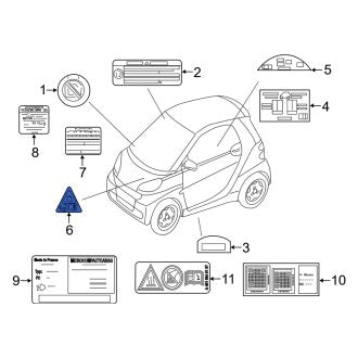 New 1954-2025 Fits Mercedes, Smart Car, Caution Label, Part # 000-584-08-07