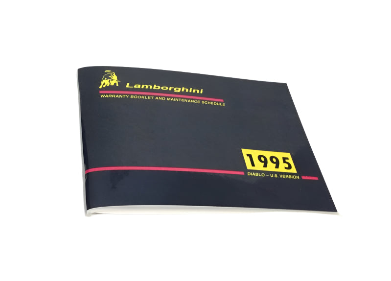 New 1995 Lamborghini Diablo U.S.A. Version Warranty Booklet Maintenance Manual – Blank / Mint Condition