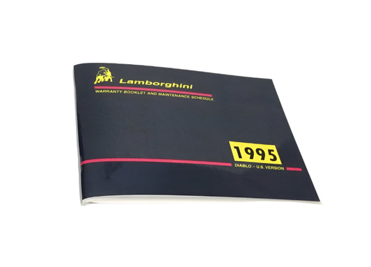 New 1995 Lamborghini Diablo U.S.A. Version Warranty Booklet Maintenance Manual – Blank / Mint Condition