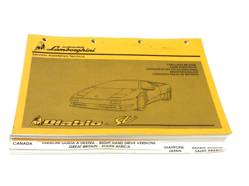 New OEM 1995 Lamborghini Diablo SV Parts & Illustrations Catalogue