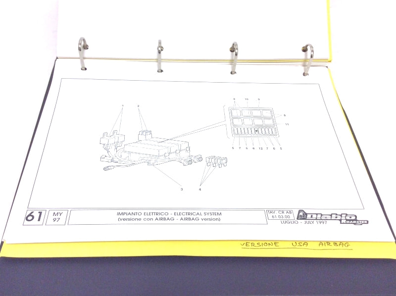 New OEM 1997 Lamborghini Diablo Roadster Parts & Illustrations Catalogue