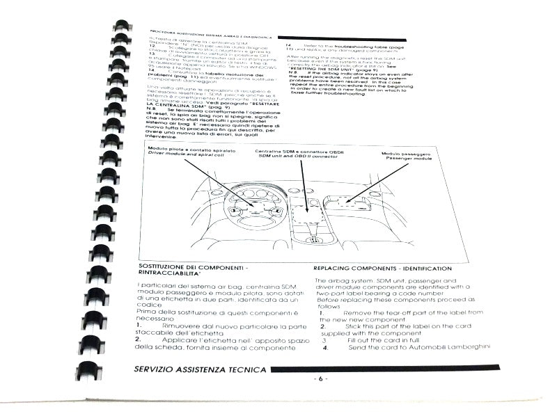 New 1997 Lamborghini Diablo Airbag Diagnostics Repair Illustrations Catalogue
