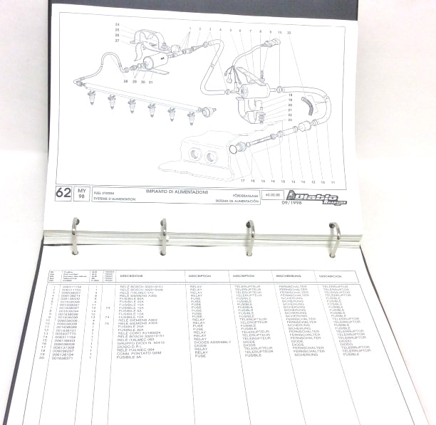 New OEM 1998 Lamborghini Diablo Roadster Parts & Illustrations Catalogue