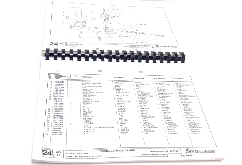 Lamborghini Diablo 2wd/4wd MY 1998 Spare Parts Catalog (Spiral Bound Reprint) - 901325741-RP