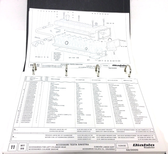 Lamborghini Diablo Roadster MY 1999 Spare Parts Catalog (Black Binder) - 901325745