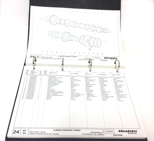 New OEM 1999 Lamborghini Diablo Roadster Parts & Illustrations Catalogue