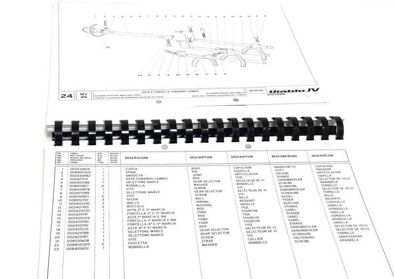 Lamborghini Diablo SV MY 1999 Spare Parts Catalog (Spiral Bound Reprint) - 901325746-RP