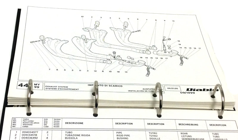 Lamborghini Diablo 2WD - 4WD MY 1999 Spare Parts Catalog (Black Binder) - 901325747