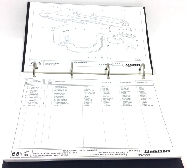 New OEM 1999 Lamborghini Diablo 2WD -  VT Parts & Illustrations Catalogue