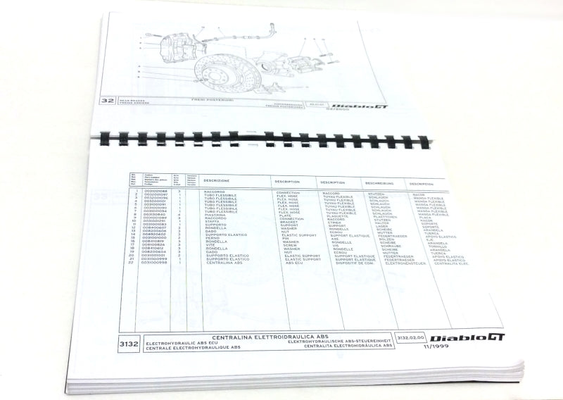 New 2000 Lamborghini Diablo GT Parts & Illustrations Catalogue